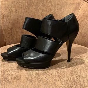 Nine West Black Side-Zip Platform Heels